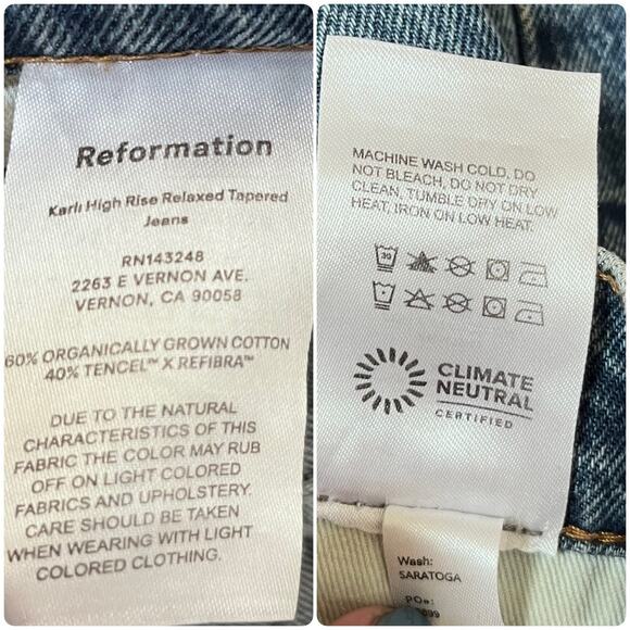 Reformation Karli High Rise Relaxed Tapered Jeans Size 26x29 - Picture 8 of 9